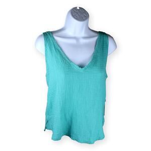 Sol Angeles Women's Blue Crepe V Tank NWT Sz M
